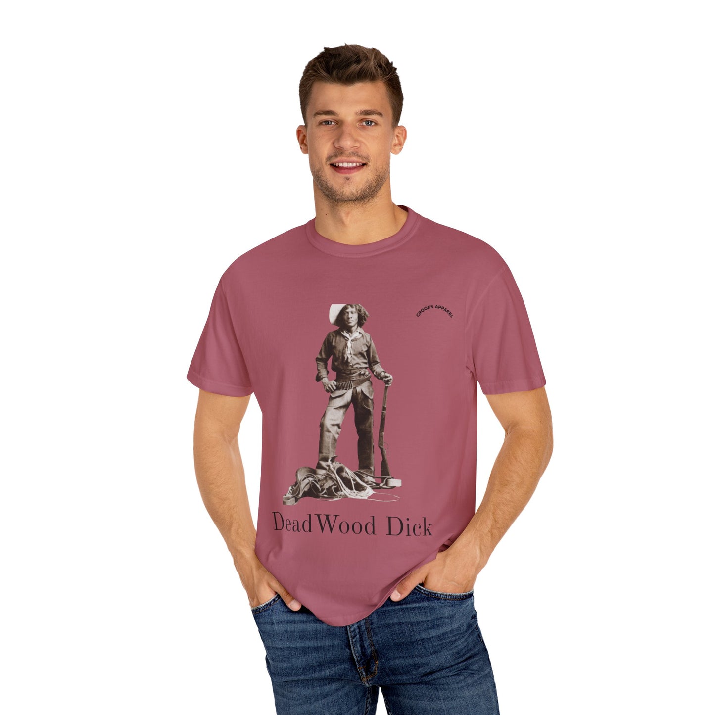 Deadwood Dick T-shirt, celebrating the fictional cowboy hero with a bold Wild West design