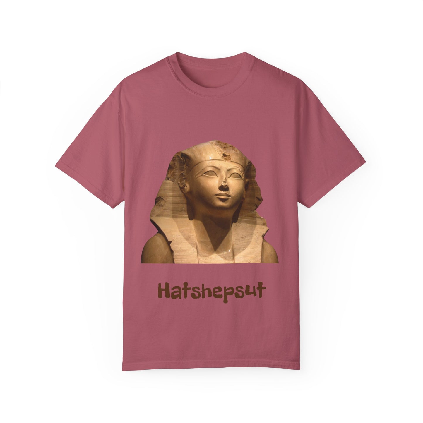 Hatshepsut T-shirt, honoring the powerful female pharaoh with regal design