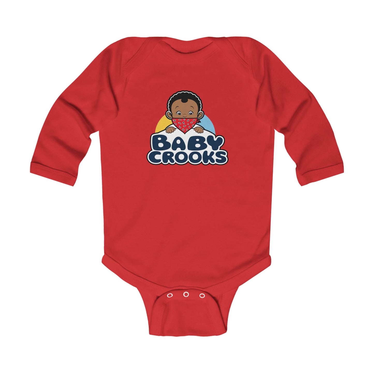 Baby Crooks Infant Long Sleeve Bodysuit — Cute Bandana Baby Graphic Onesie