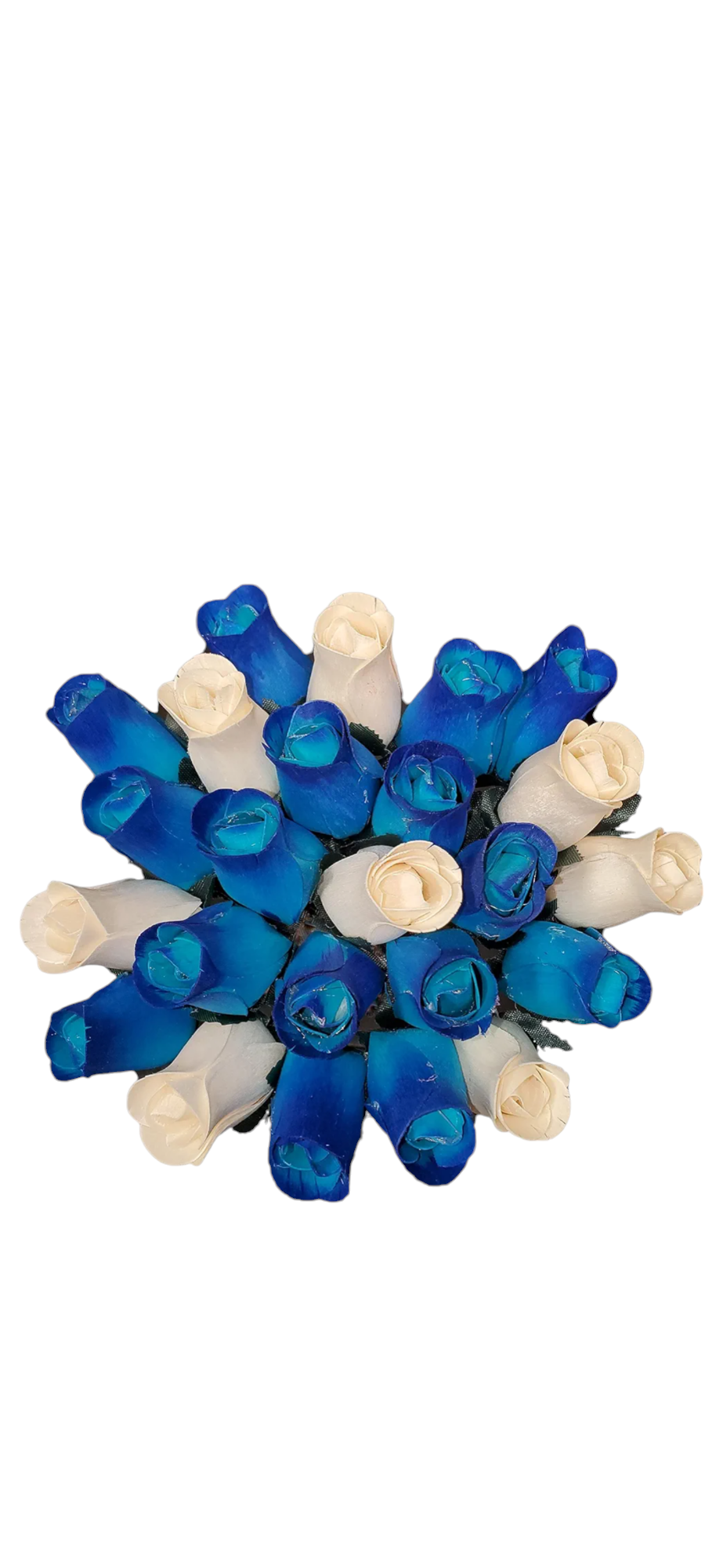 Blue/Cream Wooden Rose