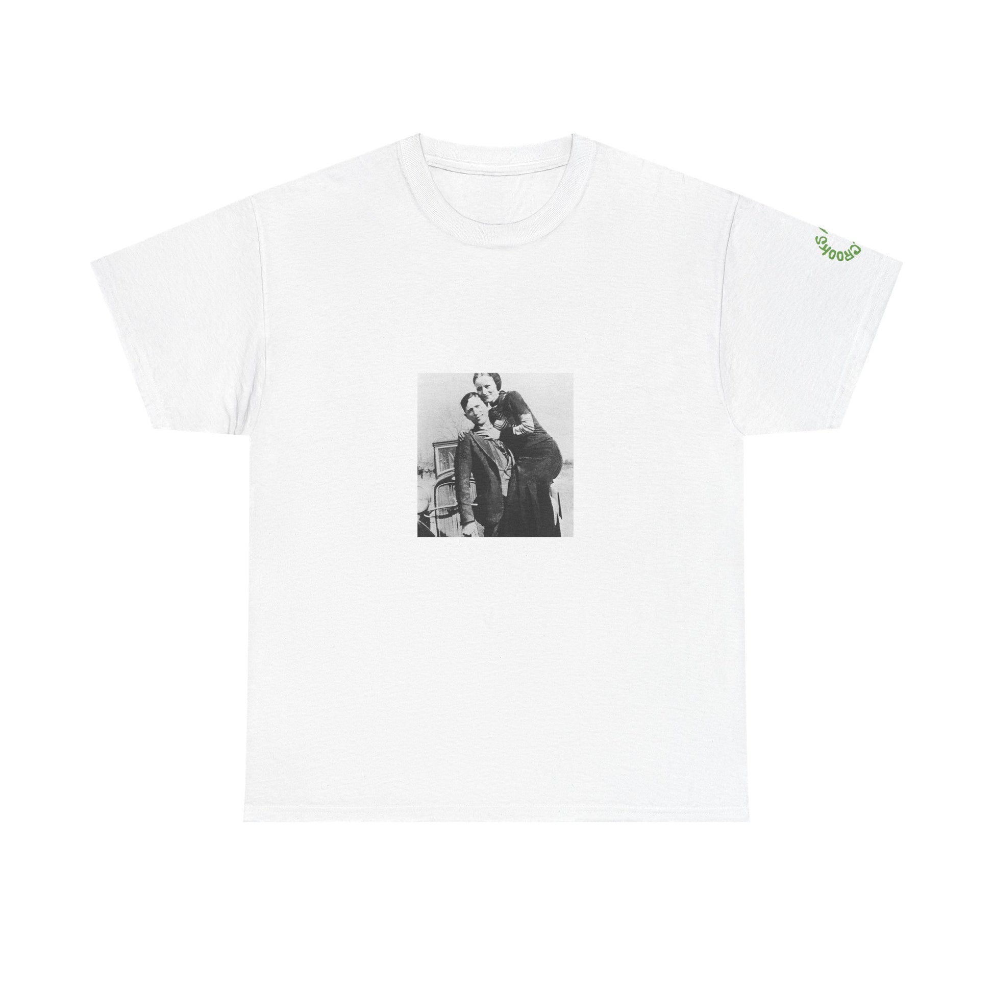 Bonnie and Clyde T-shirt featuring a bold design inspired by the infamous outlaw duo