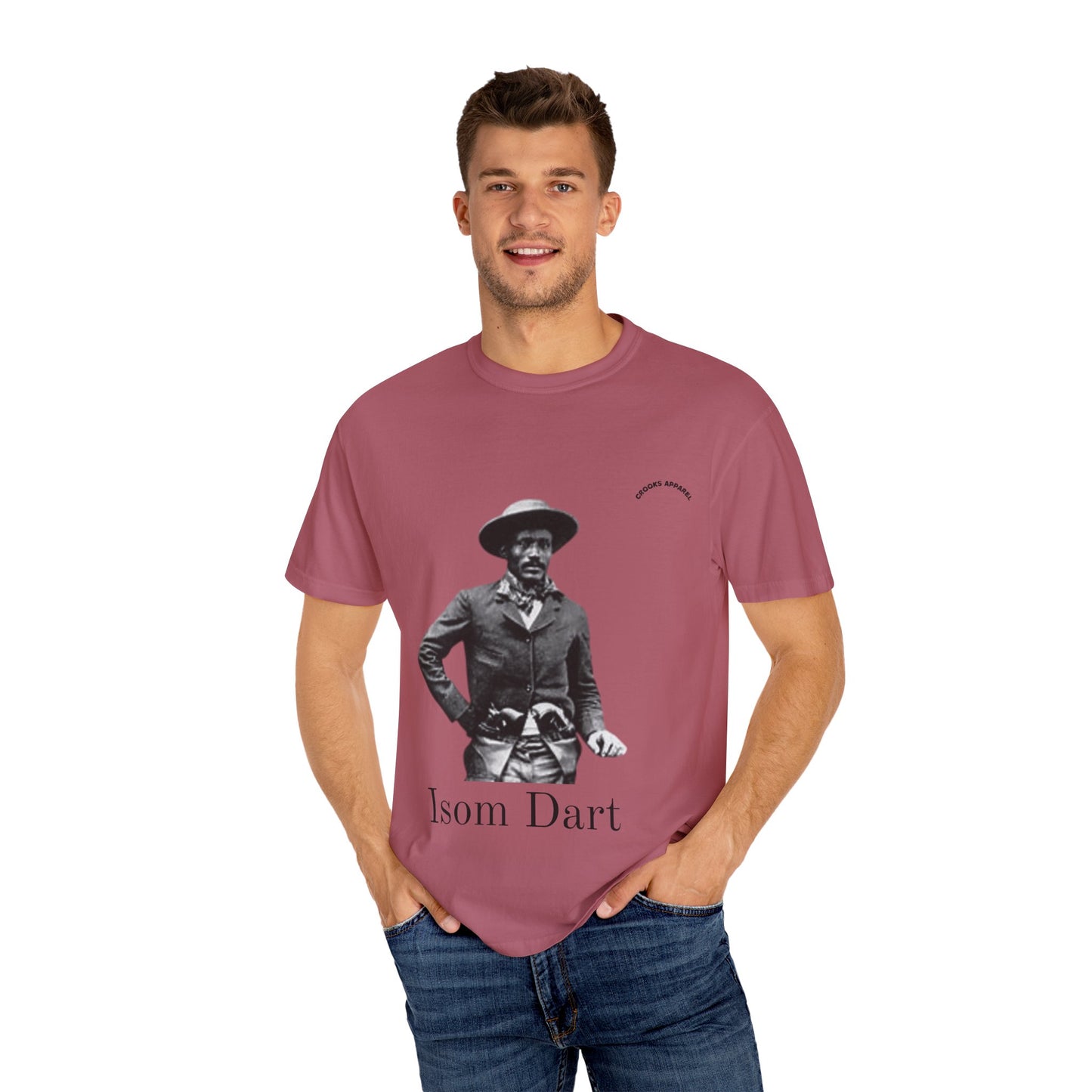 Isom Dart T-shirt, featuring a bold tribute to the legendary Old West Cowboy