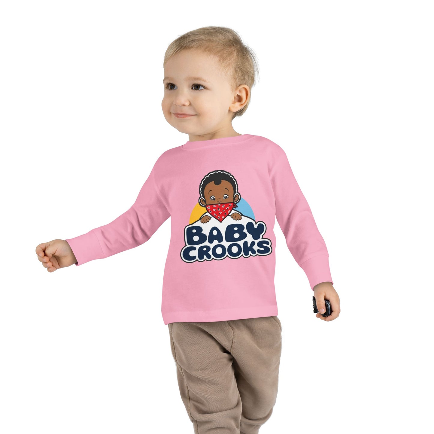 Baby Crooks Toddler Long Sleeve Tee — Cute Bandana Baby Graphic Shirt for Toddlers