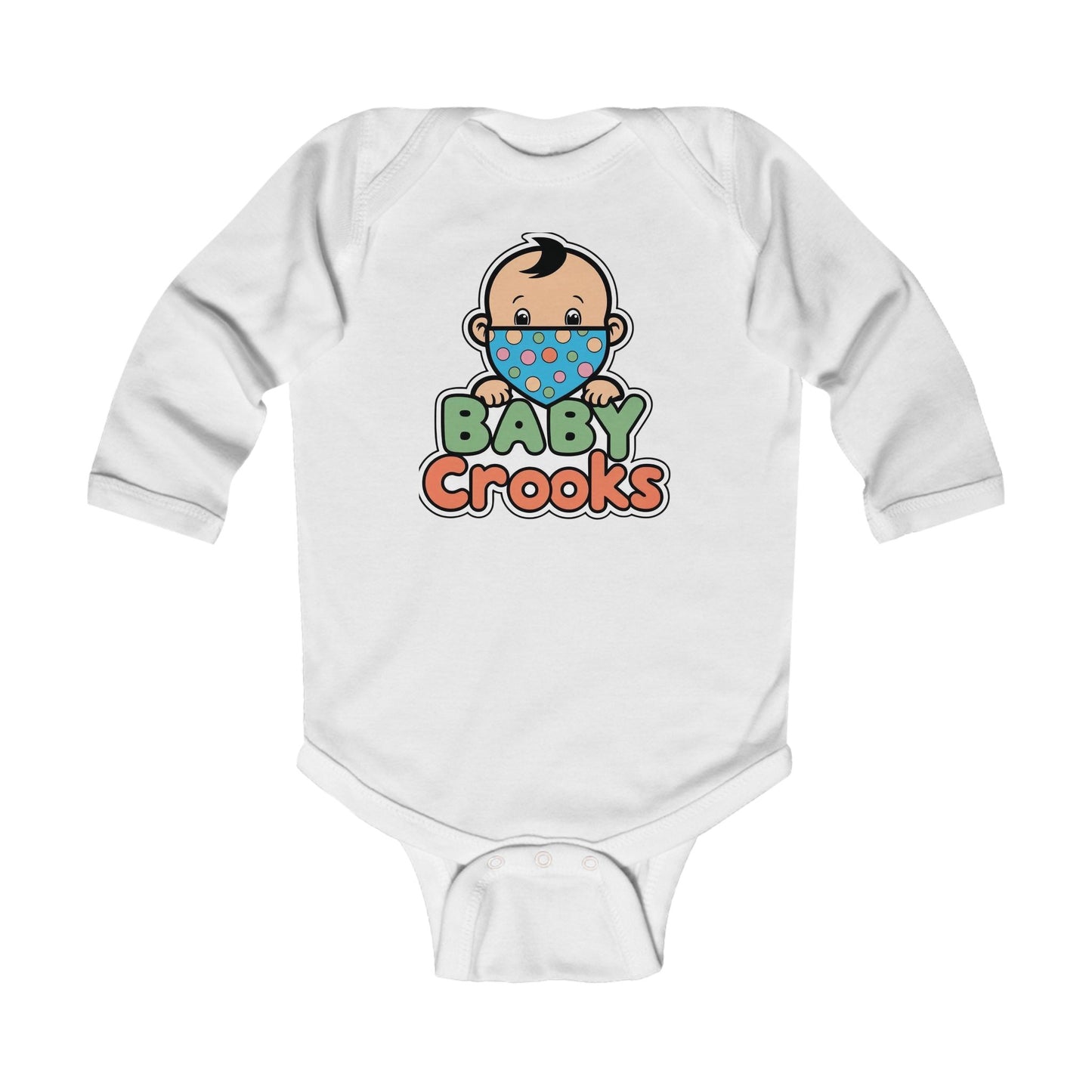 Baby Bodysuit — Cute "Baby Crooks" Cartoon Infant Long-Sleeve Onesie