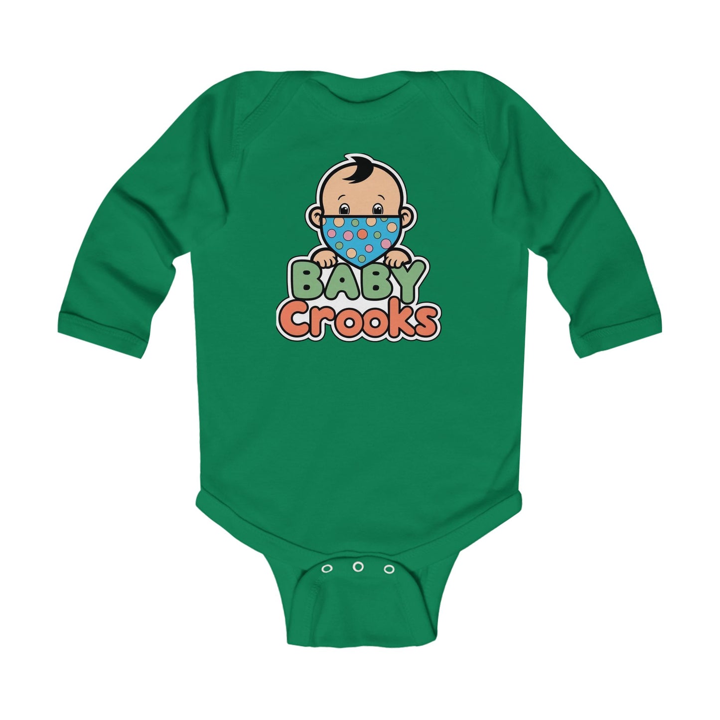 Baby Bodysuit — Cute "Baby Crooks" Cartoon Infant Long-Sleeve Onesie