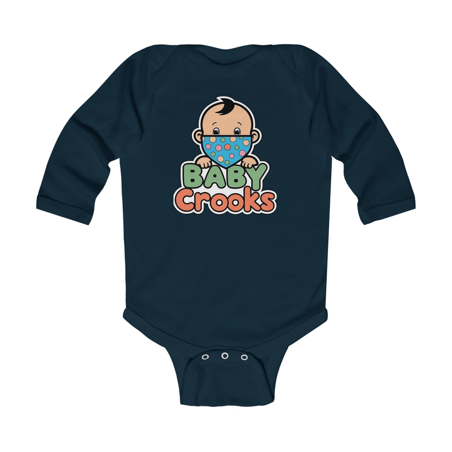 Baby Bodysuit — Cute "Baby Crooks" Cartoon Infant Long-Sleeve Onesie