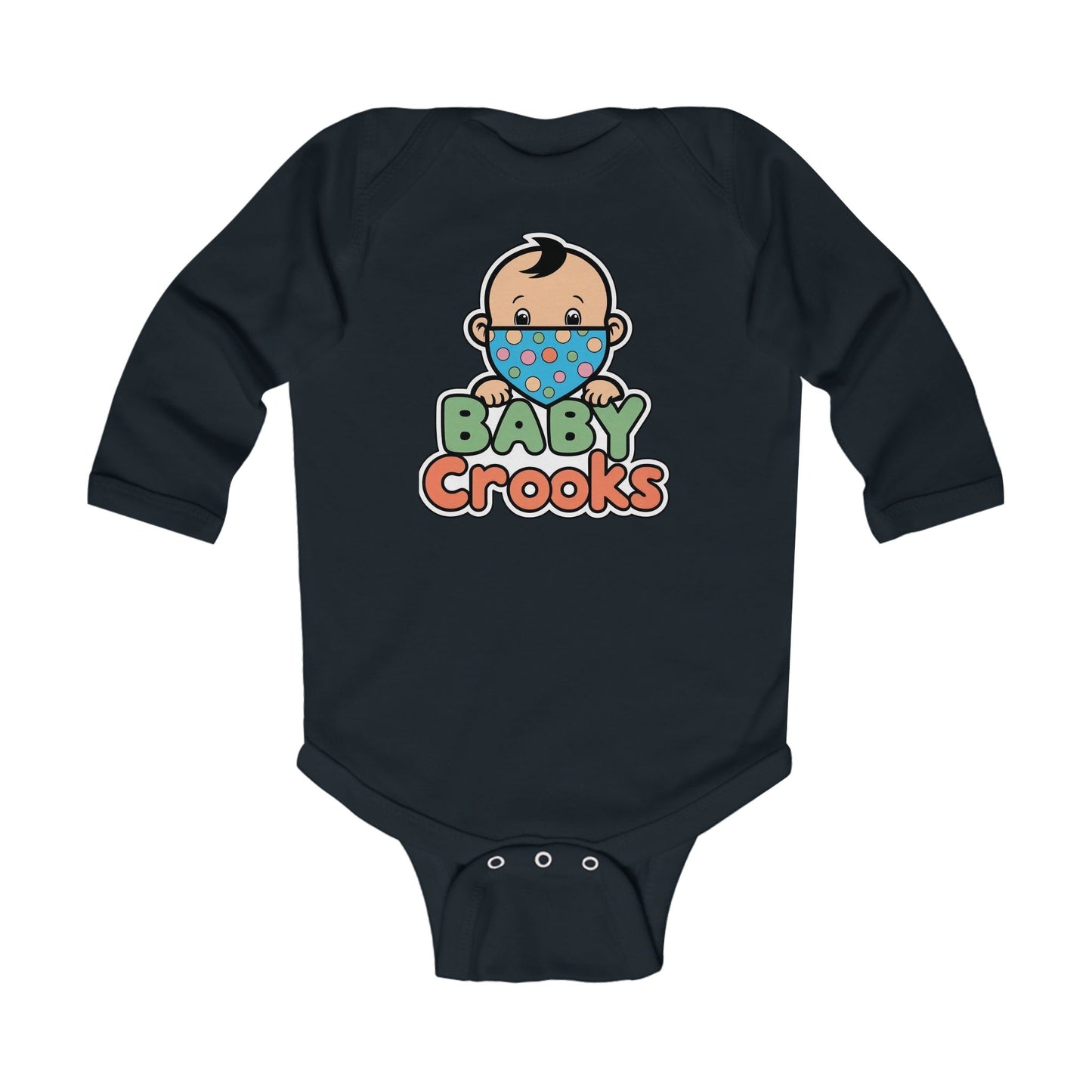 Baby Bodysuit — Cute "Baby Crooks" Cartoon Infant Long-Sleeve Onesie