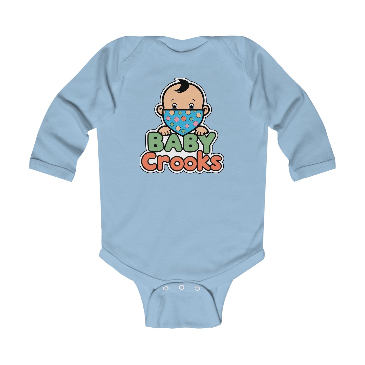 Baby Bodysuit — Cute "Baby Crooks" Cartoon Infant Long-Sleeve Onesie