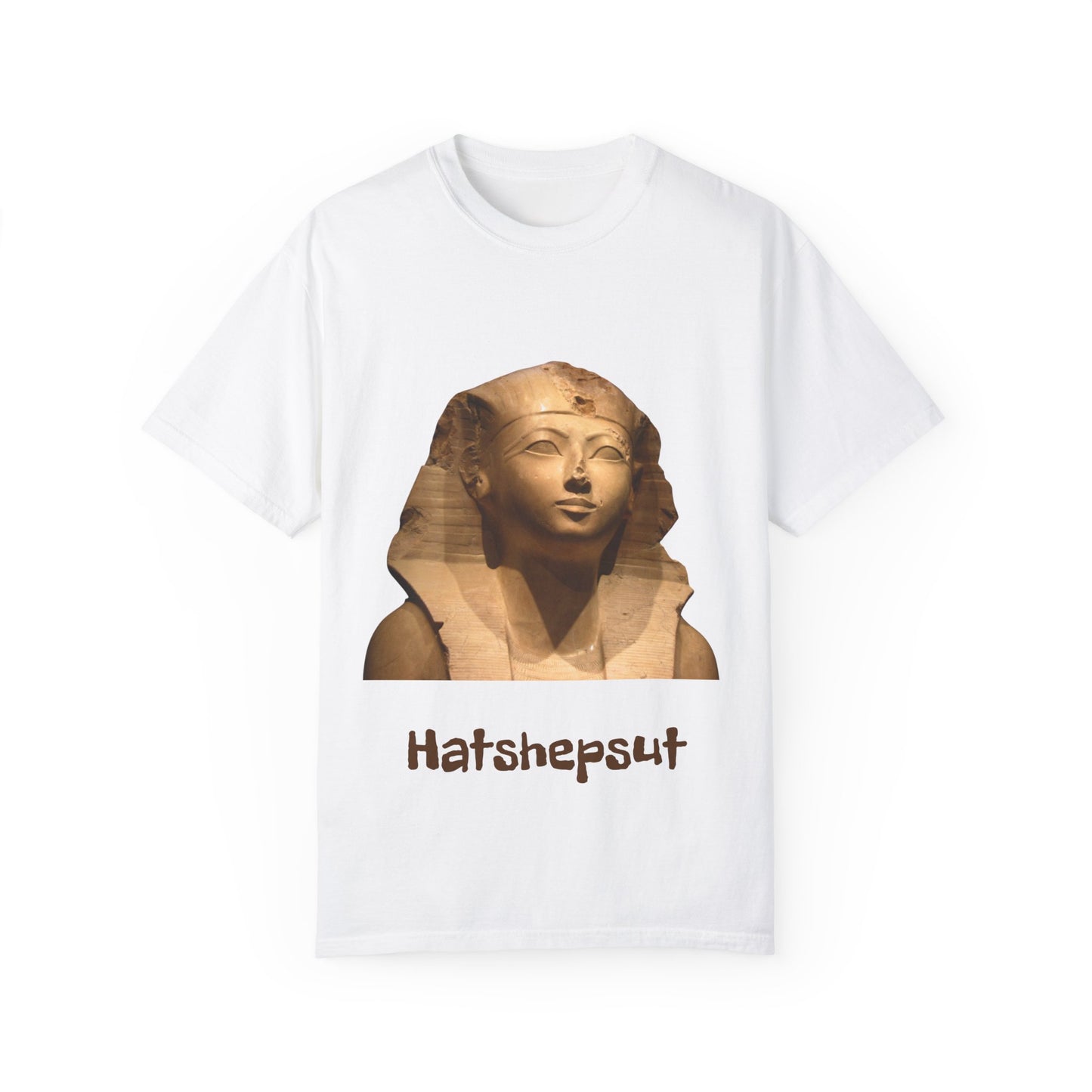 Hatshepsut T-shirt, honoring the powerful female pharaoh with regal design
