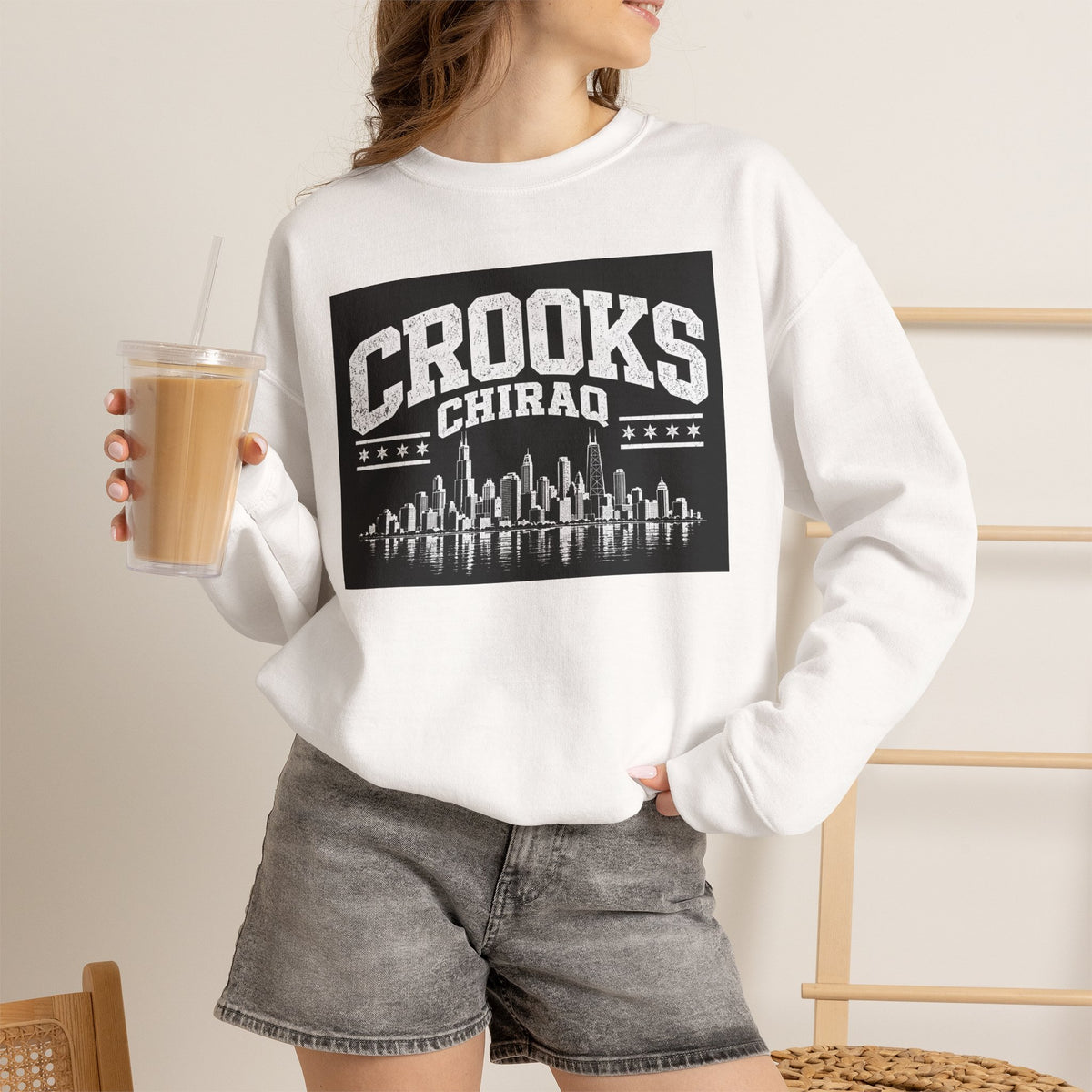 Crooks Chiraq Crewneck Sweatshirt - Urban Chicago Skyline Graphic