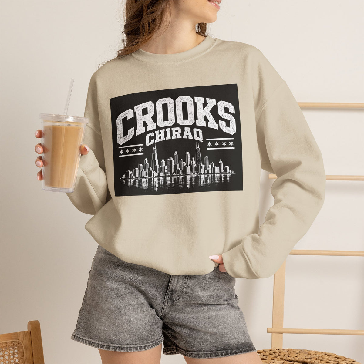 Crooks Chiraq Crewneck Sweatshirt - Urban Chicago Skyline Graphic