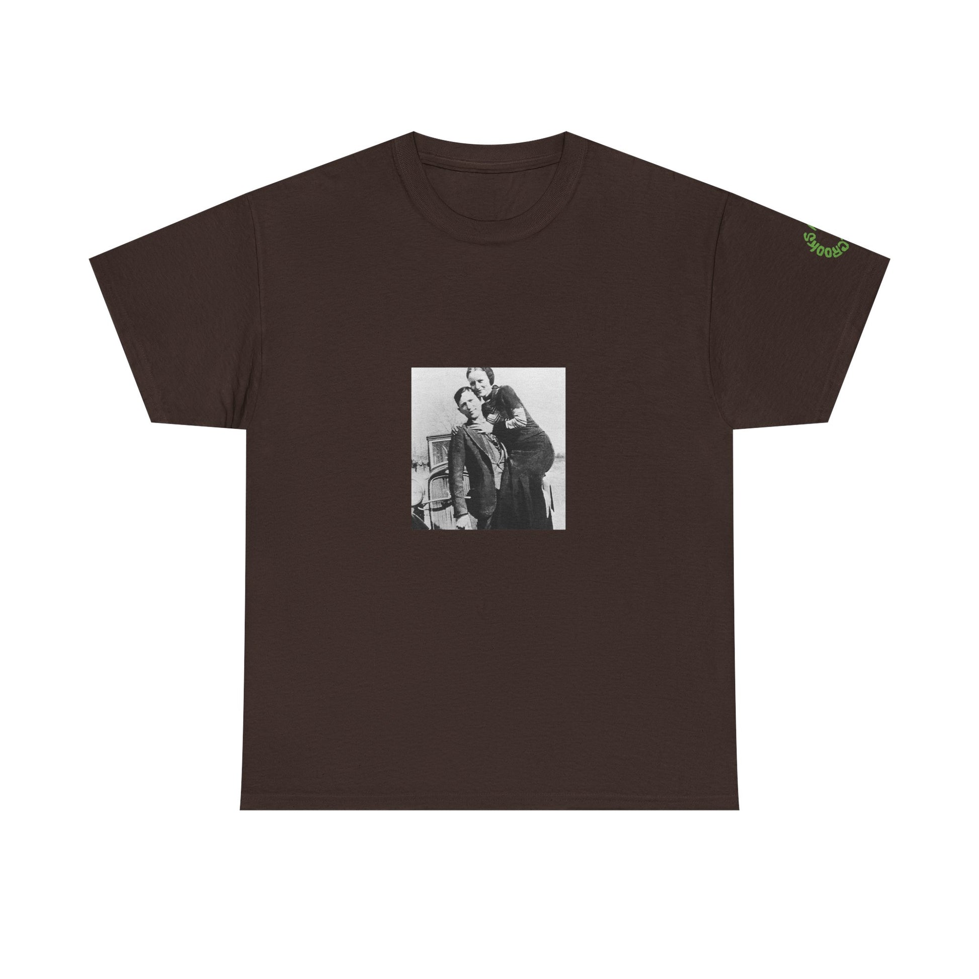 Bonnie and Clyde T-shirt featuring a bold design inspired by the infamous outlaw duo
