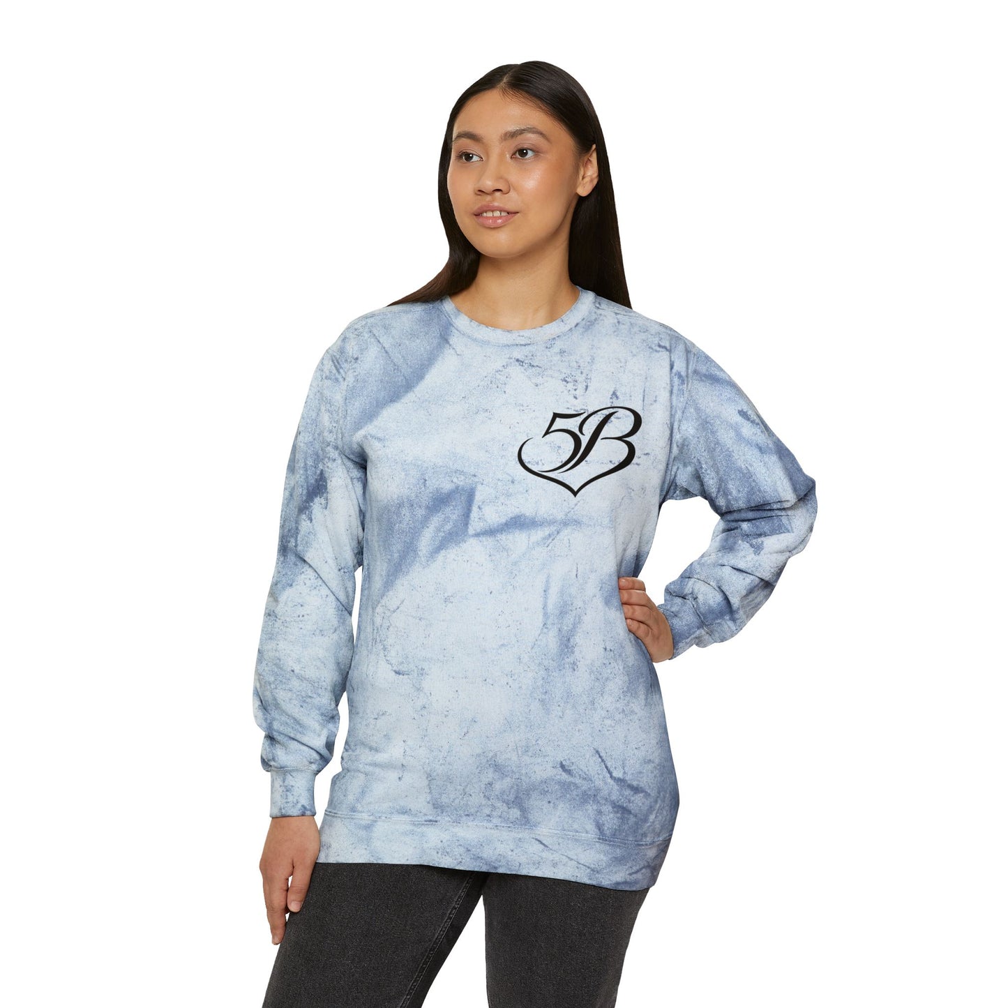Tie-Dye Crewneck Sweatshirt with Script 'B' Logo — Yellow Color Blast