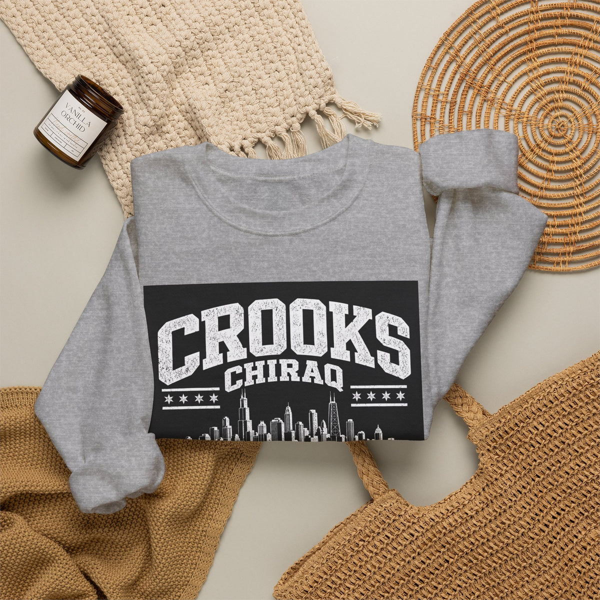 Crooks Chiraq Crewneck Sweatshirt - Urban Chicago Skyline Graphic