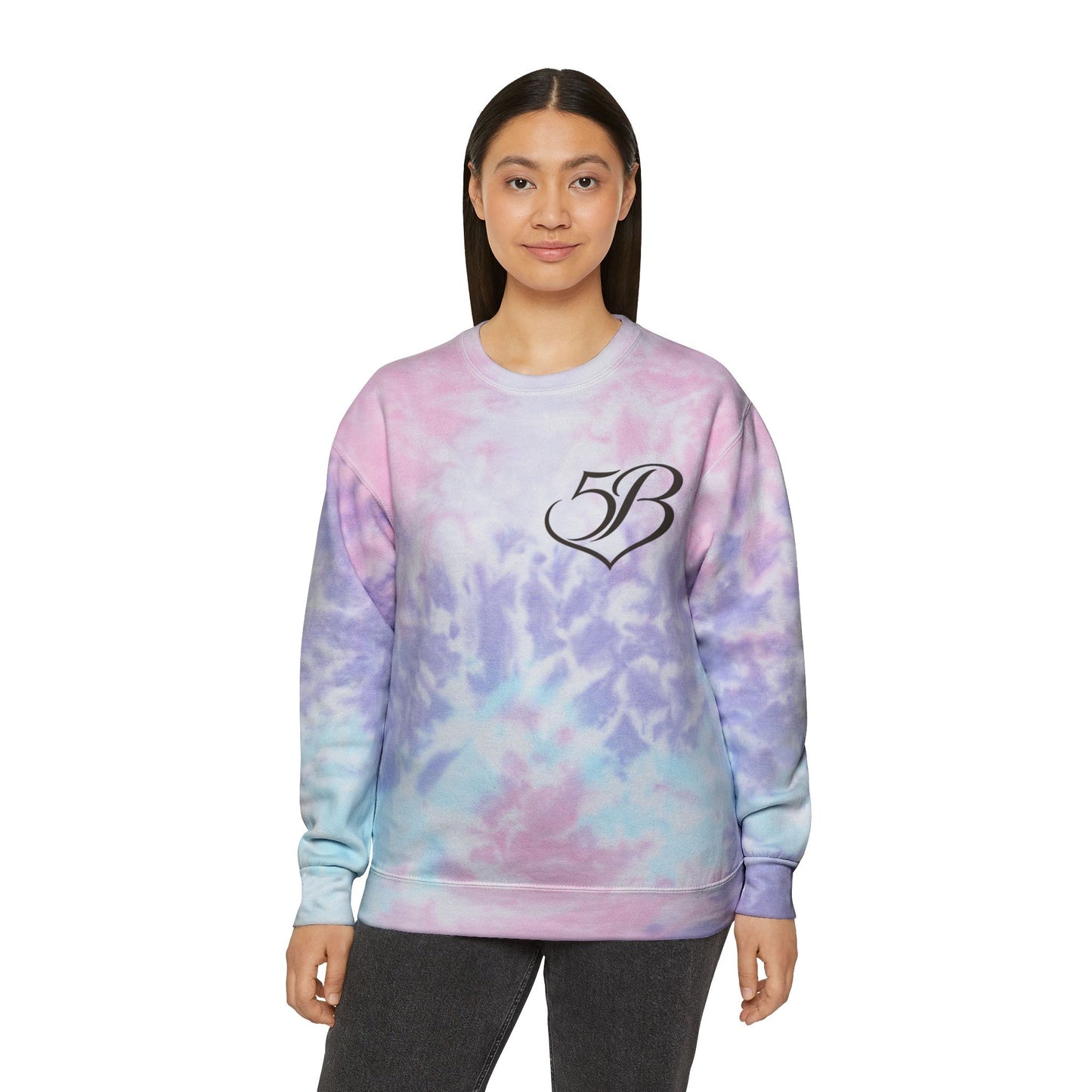 Blue Tie-Dye Sweatshirt with Script '5B' Logo