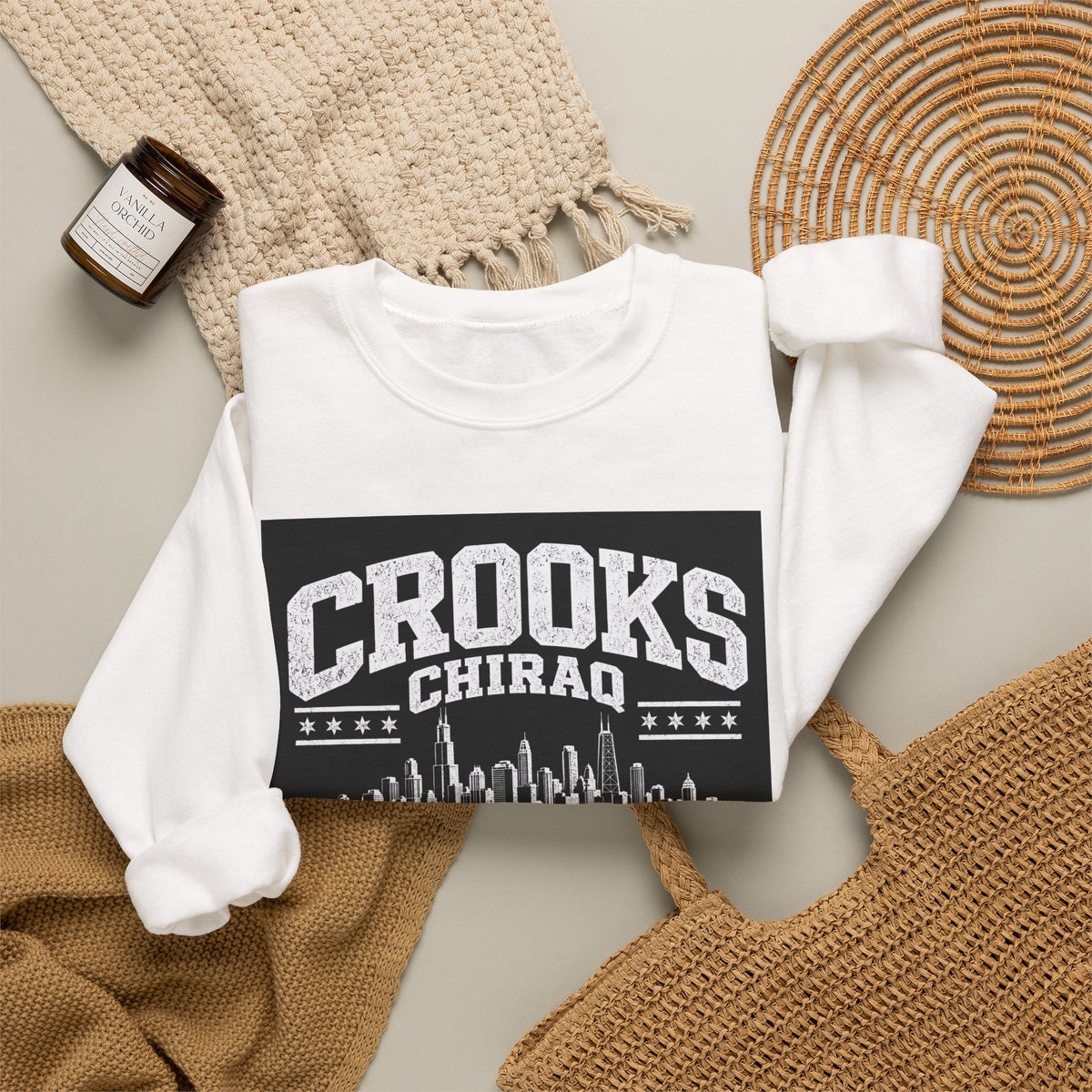 Crooks Chiraq Crewneck Sweatshirt - Urban Chicago Skyline Graphic