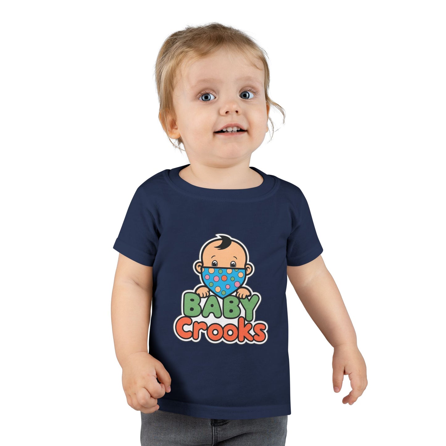 Toddler T-Shirt — "Baby Crooks" Cute Masked Baby Graphic Tee for Kids