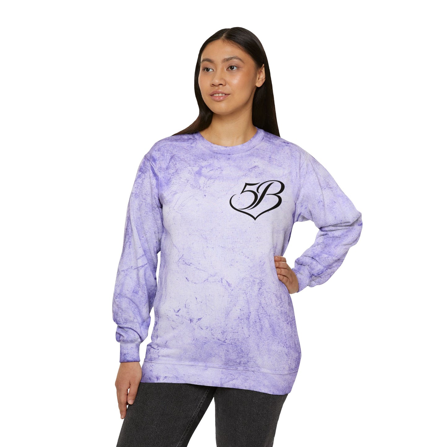 Tie-Dye Crewneck Sweatshirt with Script 'B' Logo — Yellow Color Blast