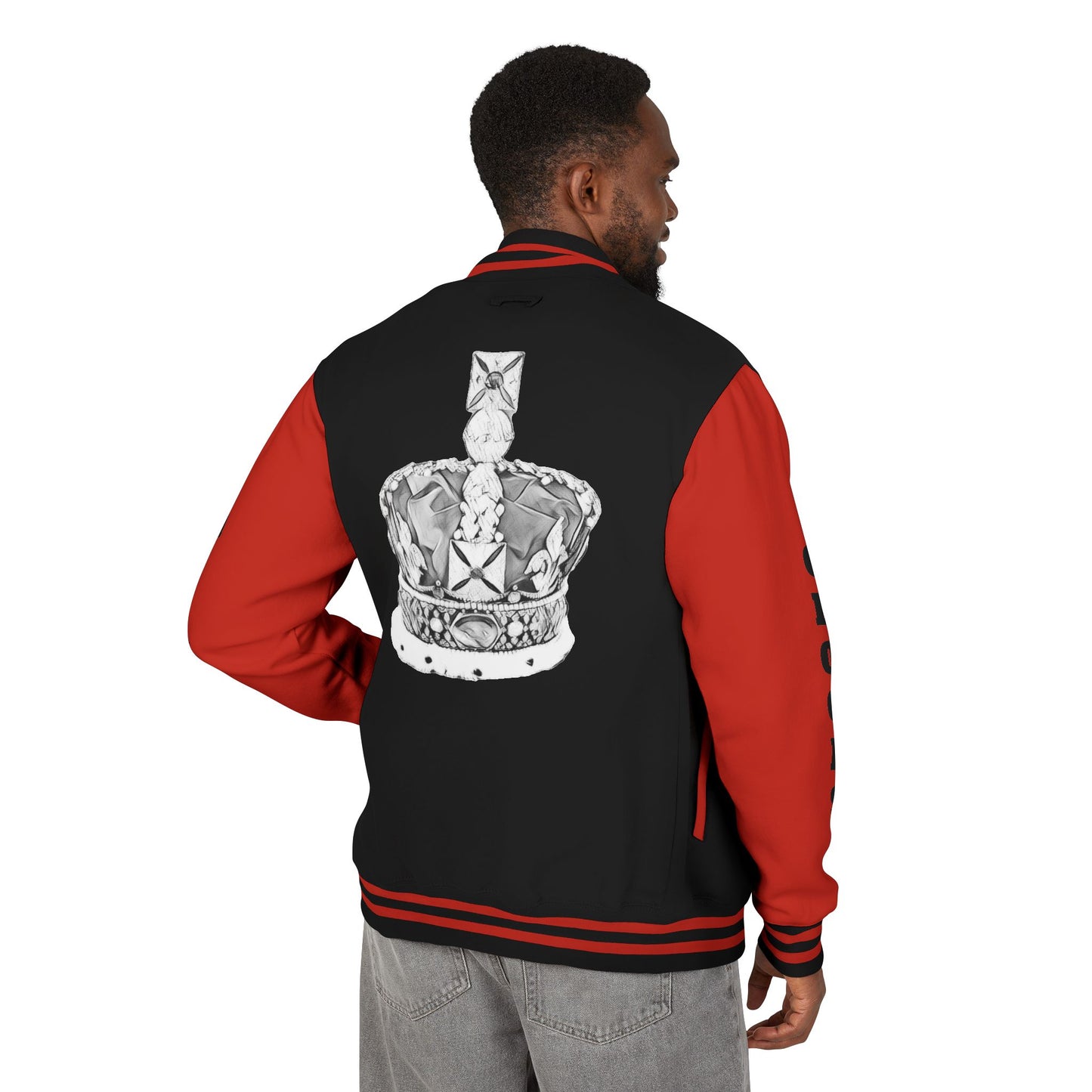 Unisex Heavyweight Letterman Jacket with Crown Design