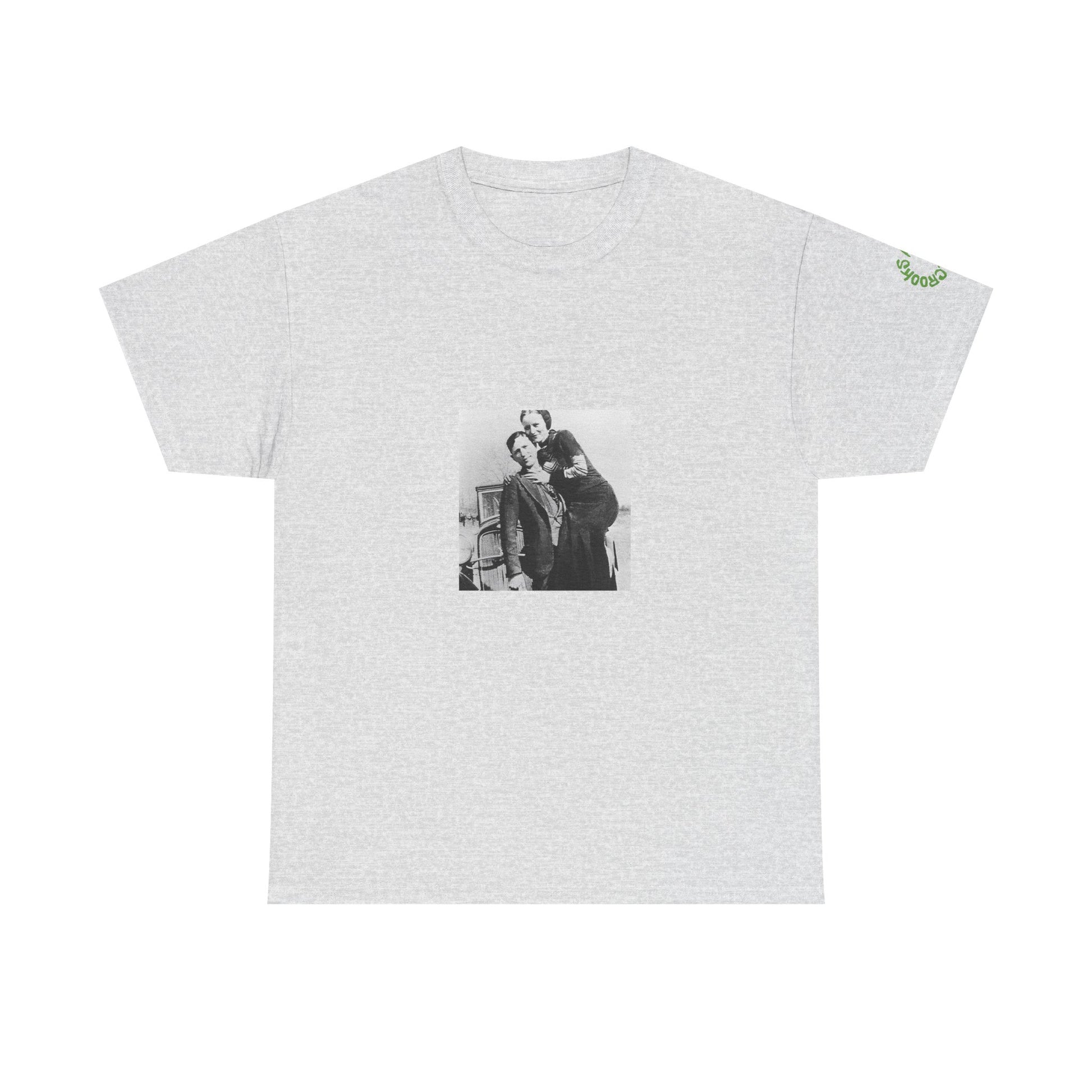 Bonnie and Clyde T-shirt featuring a bold design inspired by the infamous outlaw duo