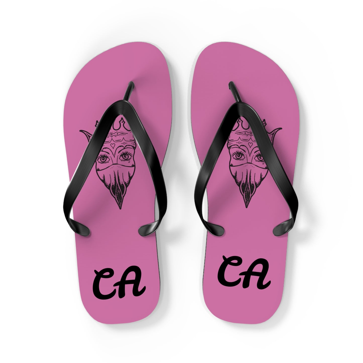 Pink CA Graphic Flip Flops, Summer Beach Footwear