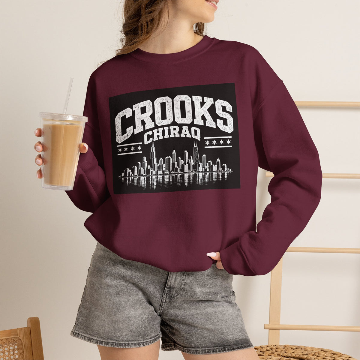 Crooks Chiraq Crewneck Sweatshirt - Urban Chicago Skyline Graphic
