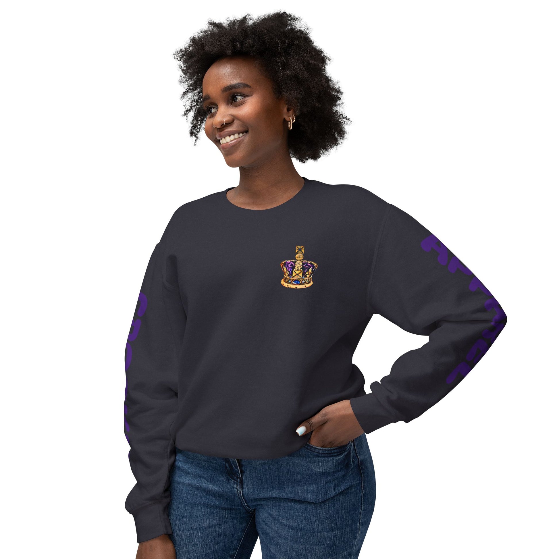 Cozy crewneck with unique graphics, perfect for a casual yet edgy look.