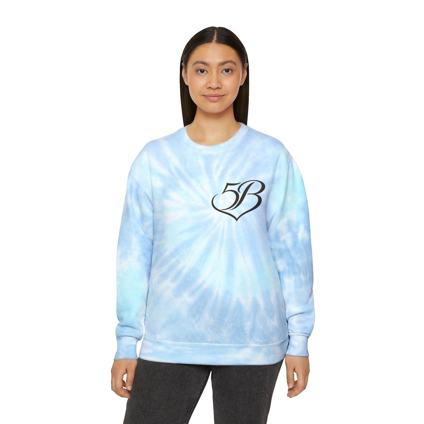 Blue Tie-Dye Sweatshirt with Script '5B' Logo