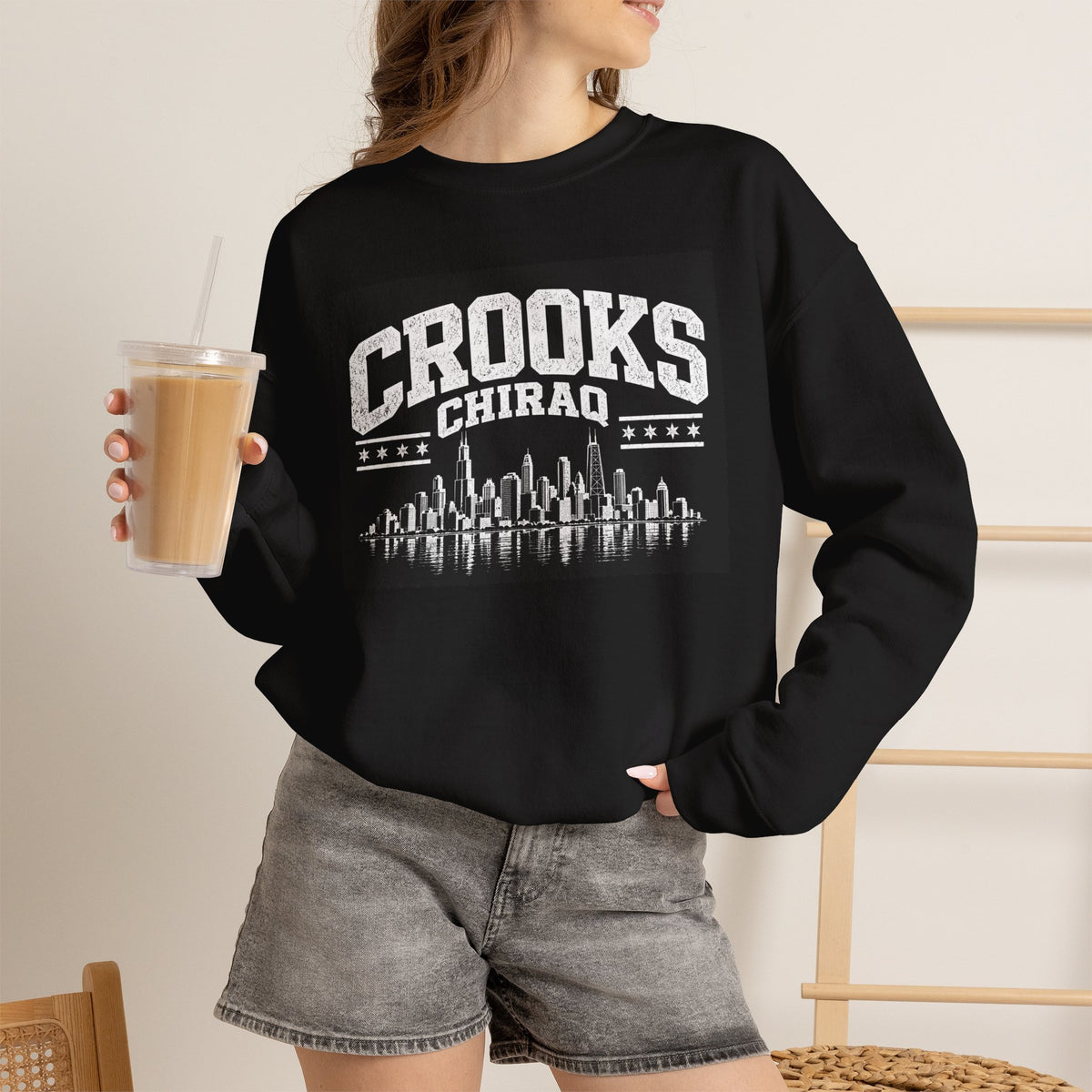 Crooks Chiraq Crewneck Sweatshirt - Urban Chicago Skyline Graphic