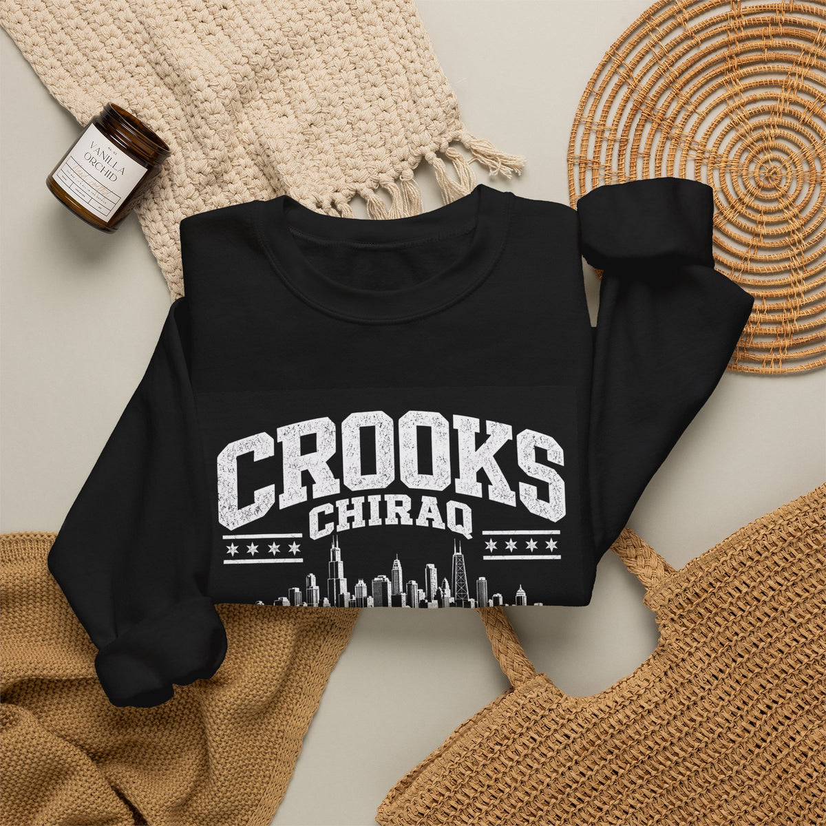 Crooks Chiraq Crewneck Sweatshirt - Urban Chicago Skyline Graphic