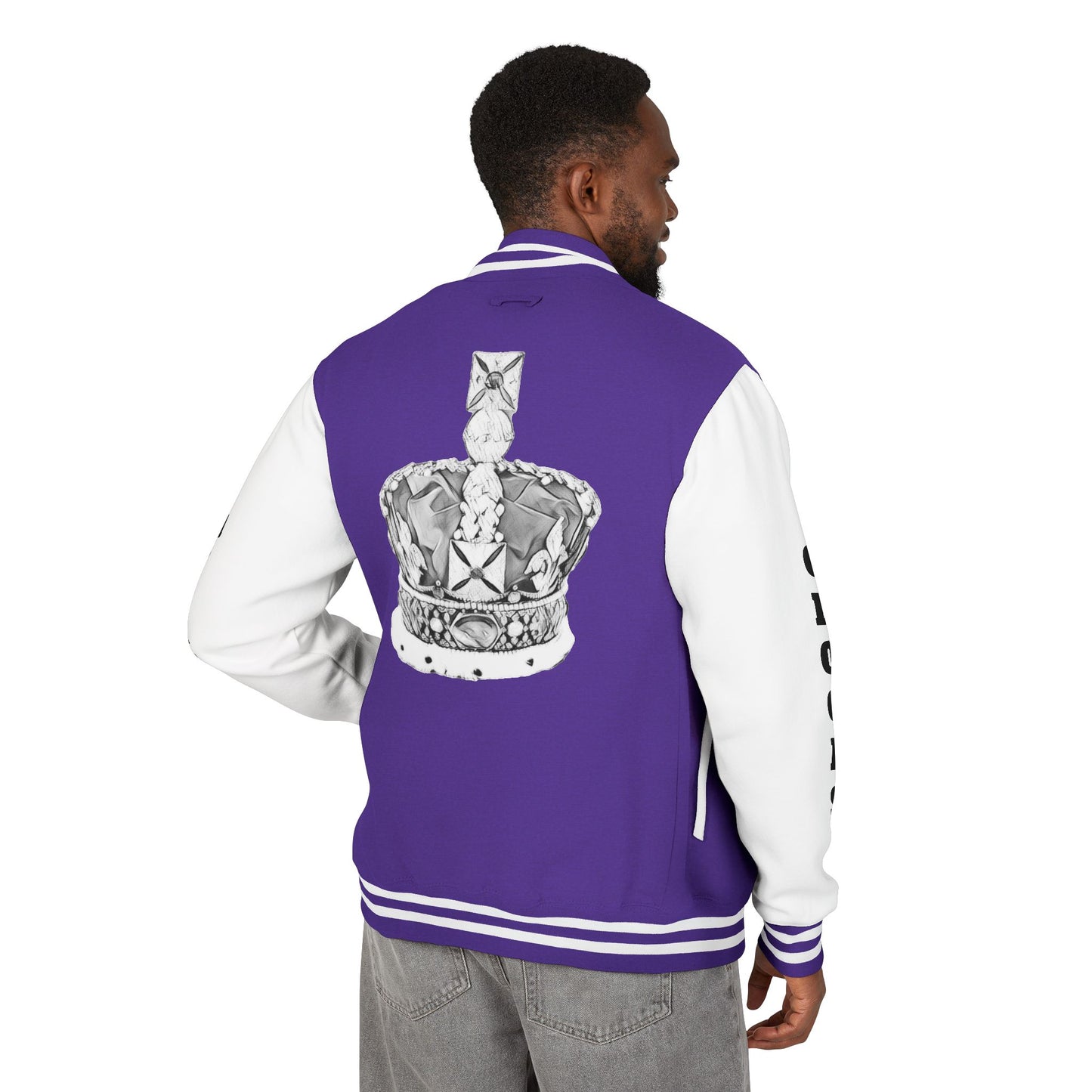Unisex Heavyweight Letterman Jacket with Crown Design