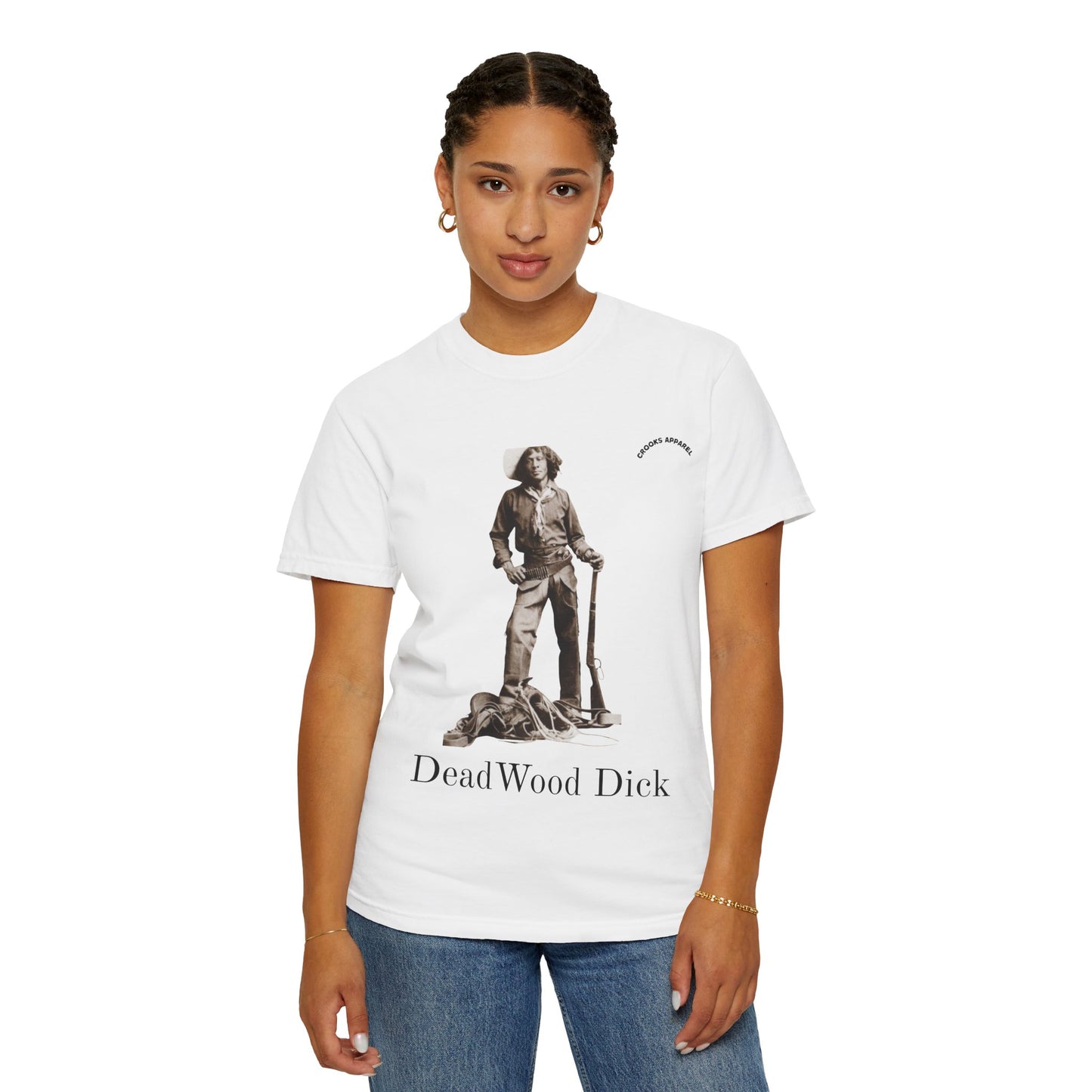 Deadwood Dick T-shirt, celebrating the fictional cowboy hero with a bold Wild West design