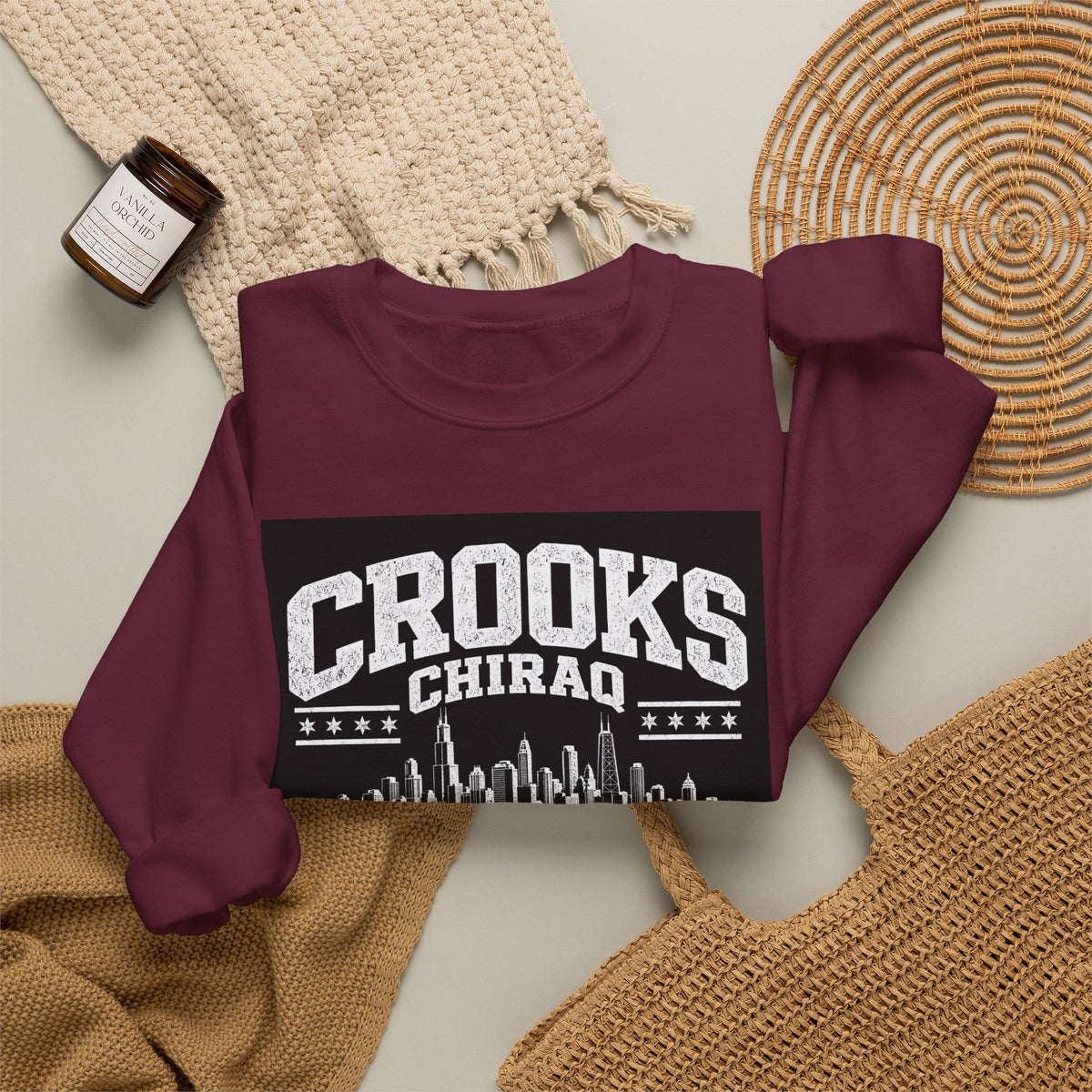 Crooks Chiraq Crewneck Sweatshirt - Urban Chicago Skyline Graphic