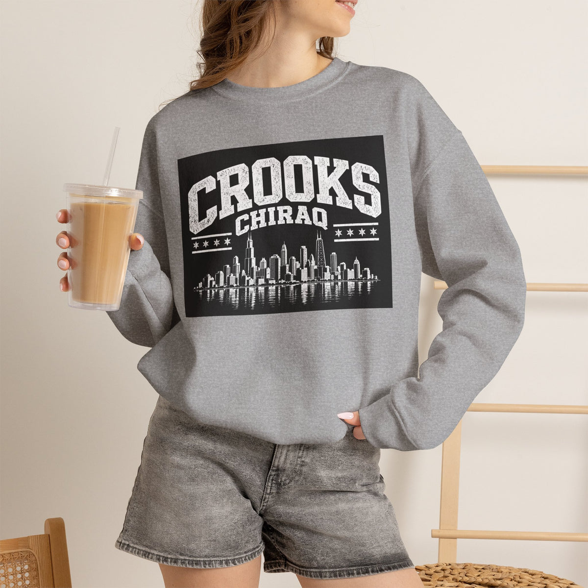 Crooks Chiraq Crewneck Sweatshirt - Urban Chicago Skyline Graphic