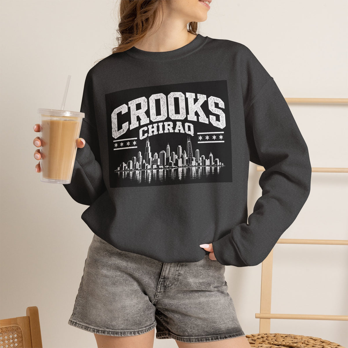Crooks Chiraq Crewneck Sweatshirt - Urban Chicago Skyline Graphic