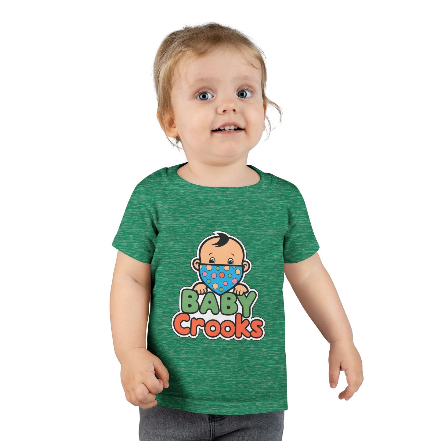 Toddler T-Shirt — "Baby Crooks" Cute Masked Baby Graphic Tee for Kids