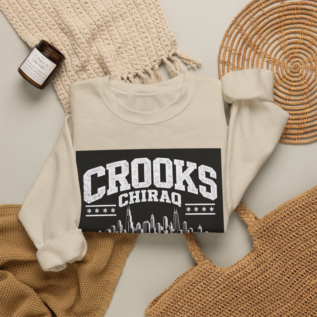 Crooks Chiraq Crewneck Sweatshirt - Urban Chicago Skyline Graphic