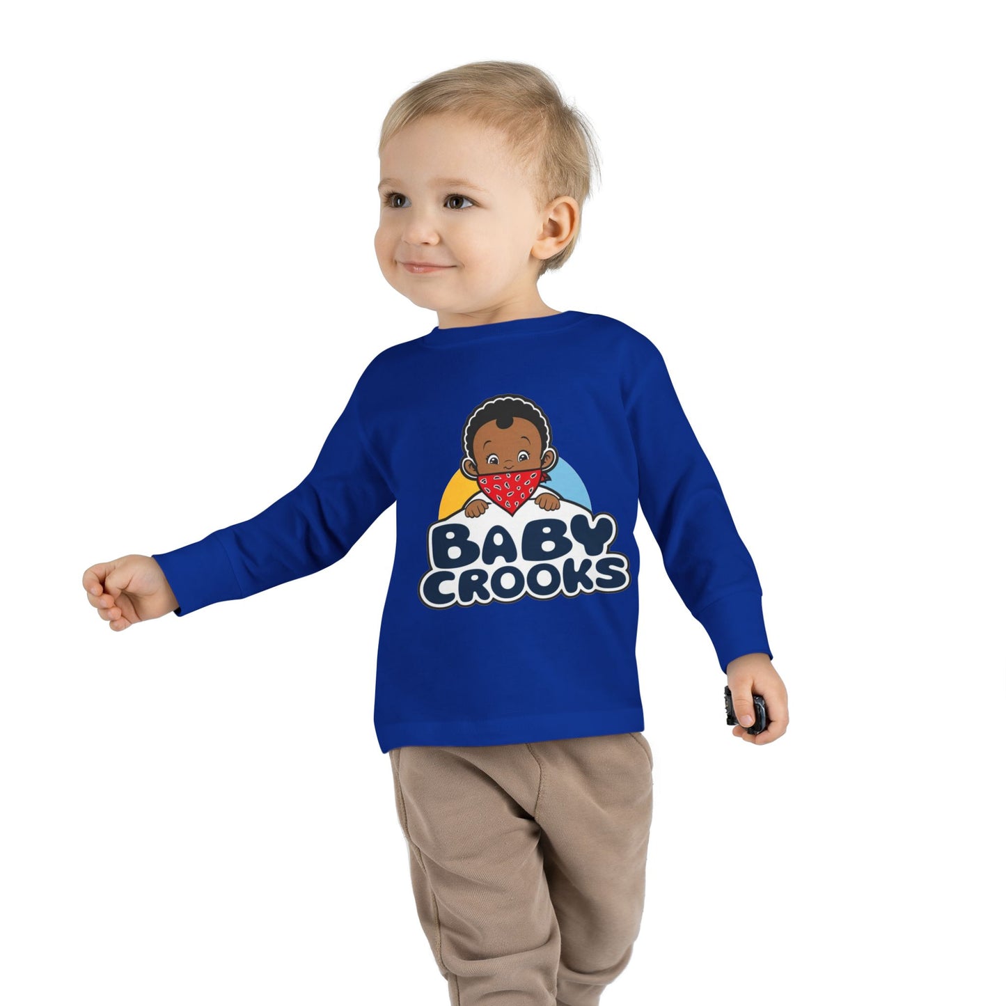 Baby Crooks Toddler Long Sleeve Tee — Cute Bandana Baby Graphic Shirt for Toddlers