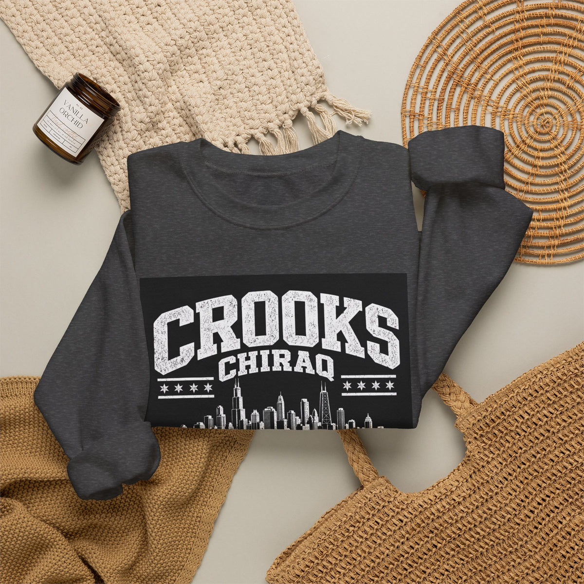 Crooks Chiraq Crewneck Sweatshirt - Urban Chicago Skyline Graphic